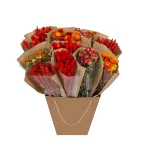 Dried Mono Mix Flowers - Orange - 50cm