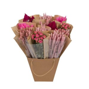 Dried Mono Mix Flowers - Pink - 50cm