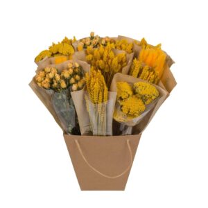 Dried Mono Mix Flowers - Yellow - 50cm