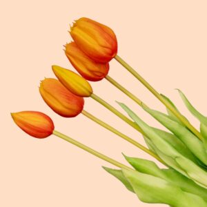 Orange Artificial Tulip Bouquet - 10 Stems - 42cm